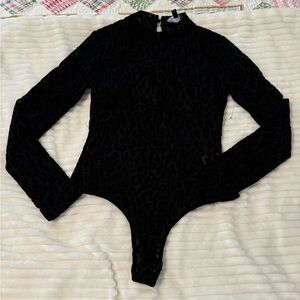 Semi Sheer Animal Print Body Suit from Lulus Size M Black